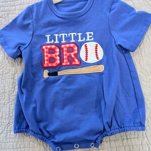 Blue Little Bro Baseball Kids One Piece